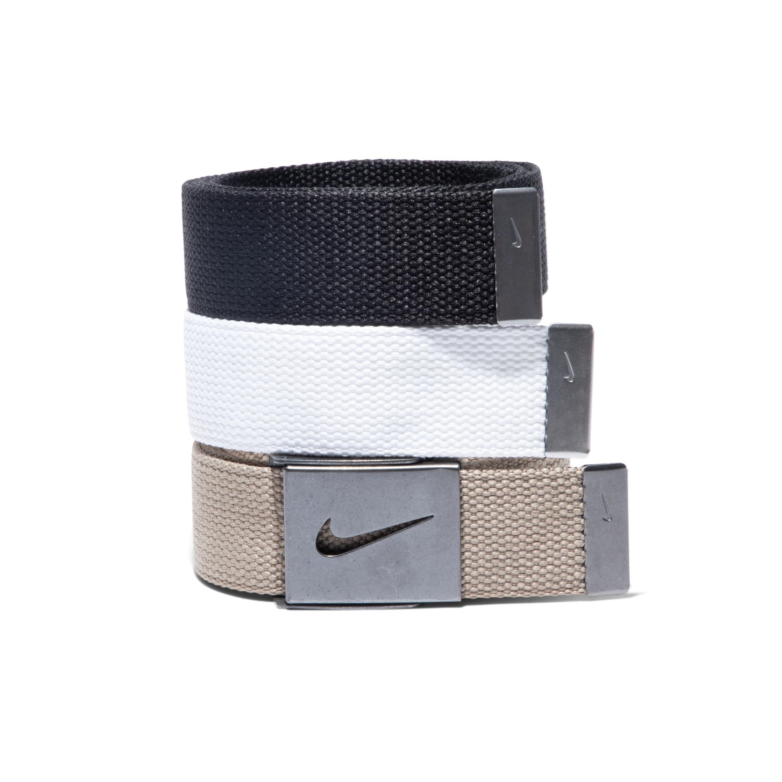 Amazon | Nike Men's 3 Pack Golf Web Belt, White/Khaki/Black, One
